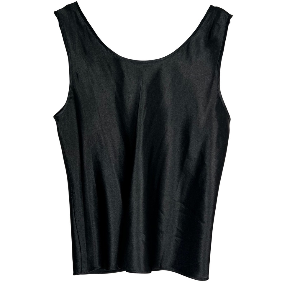 Secret Treasures Black Satin Cami Tank Top 1XL Scoop Neck Sleeveless Womens